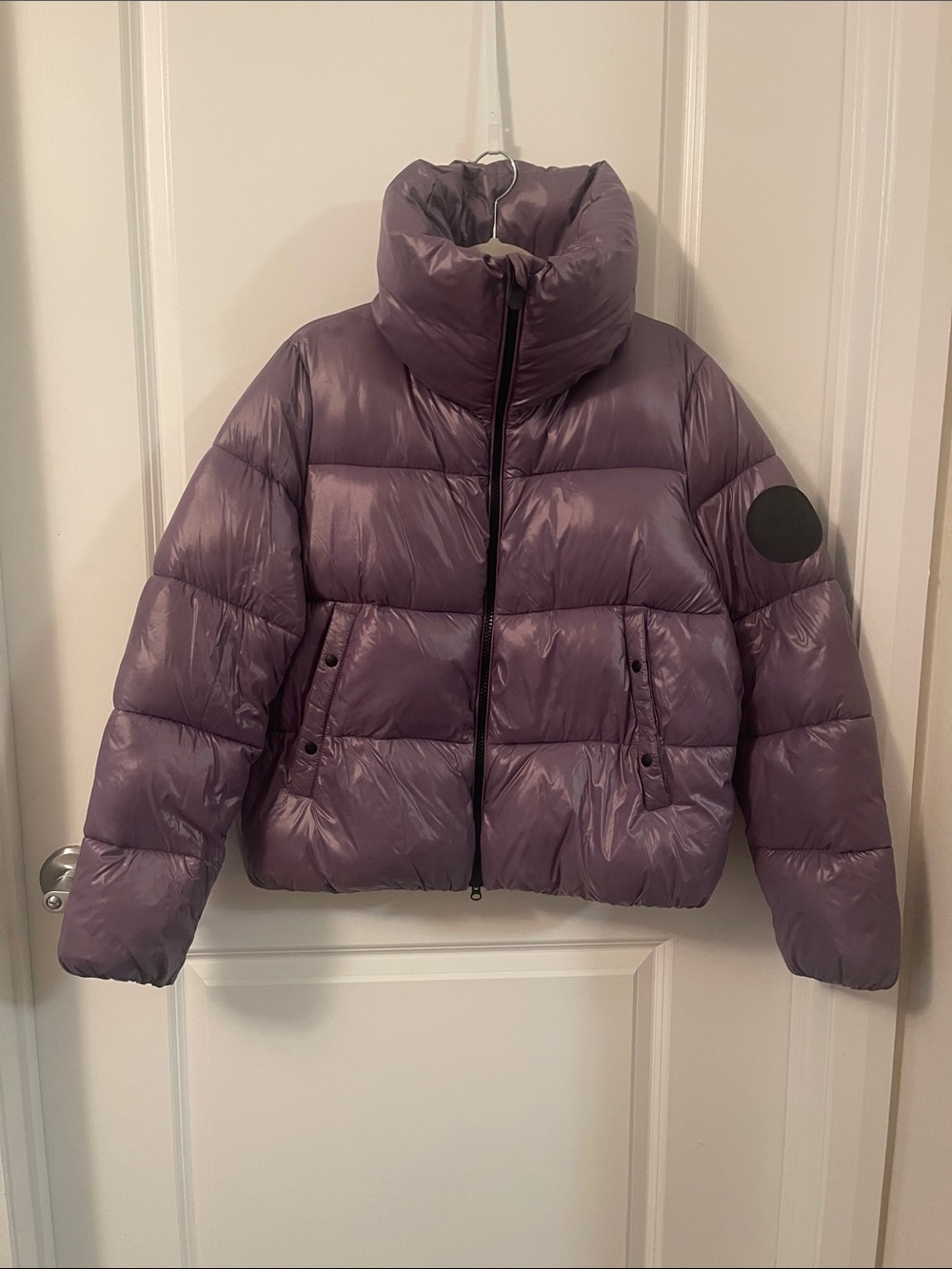 SAVE THE DUCK Glossy Lavender Purple Puffer Jacket size 4 xl girls fits Wom m-L
